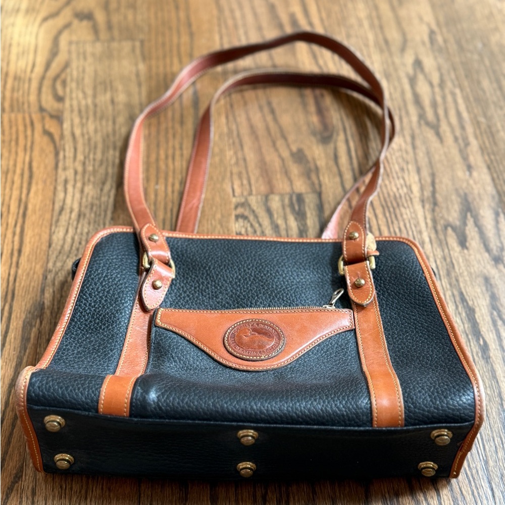 Dooney & Bourke Black and Tan Classic Shoulder Bag